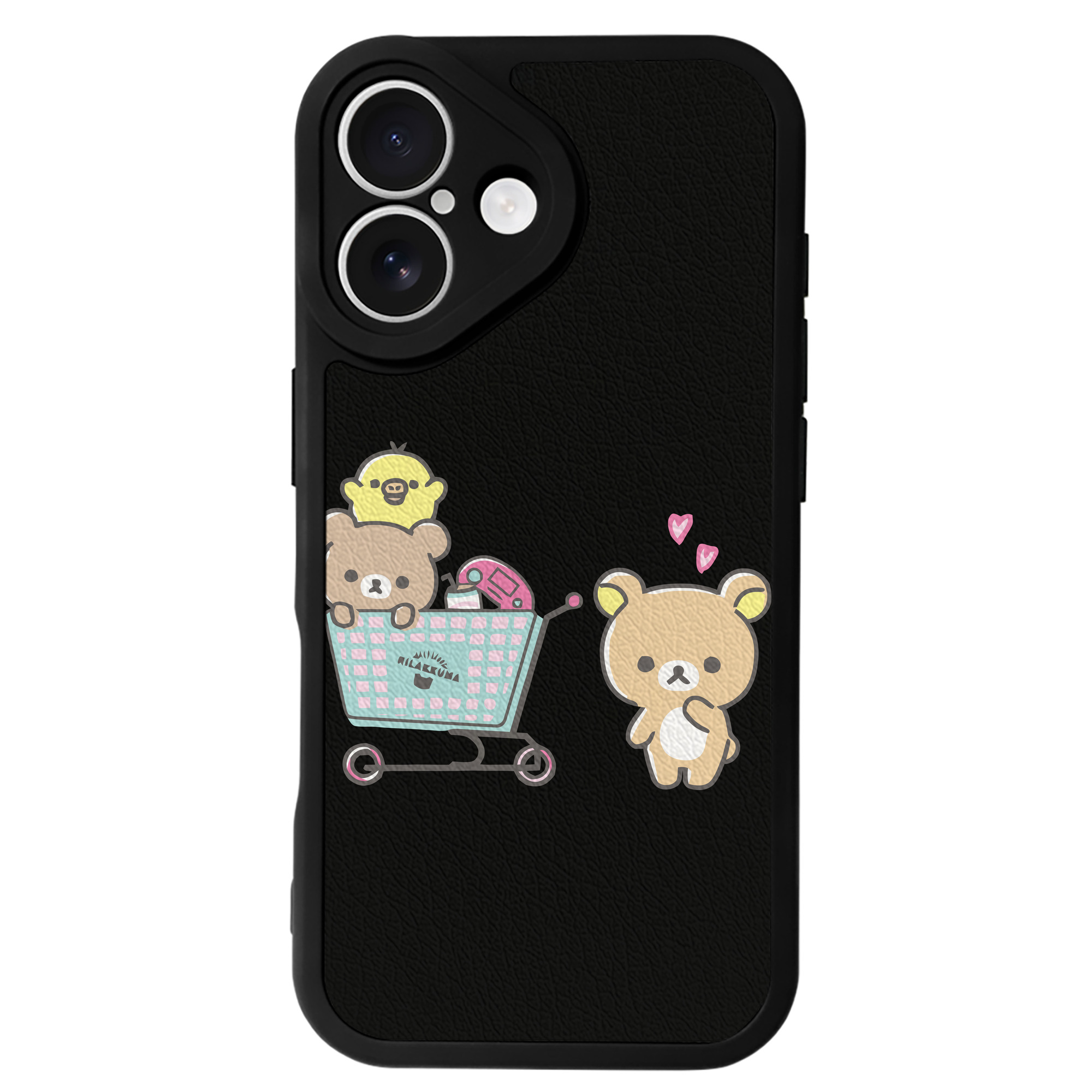 （画像用） リラックマ リラックマ キイロイトリ Rilakkuma Korilakkuma Kiiroitori 【iPhone 16シリーズ対応】シリコンスマホケース（レザー調） 材質：シリコン